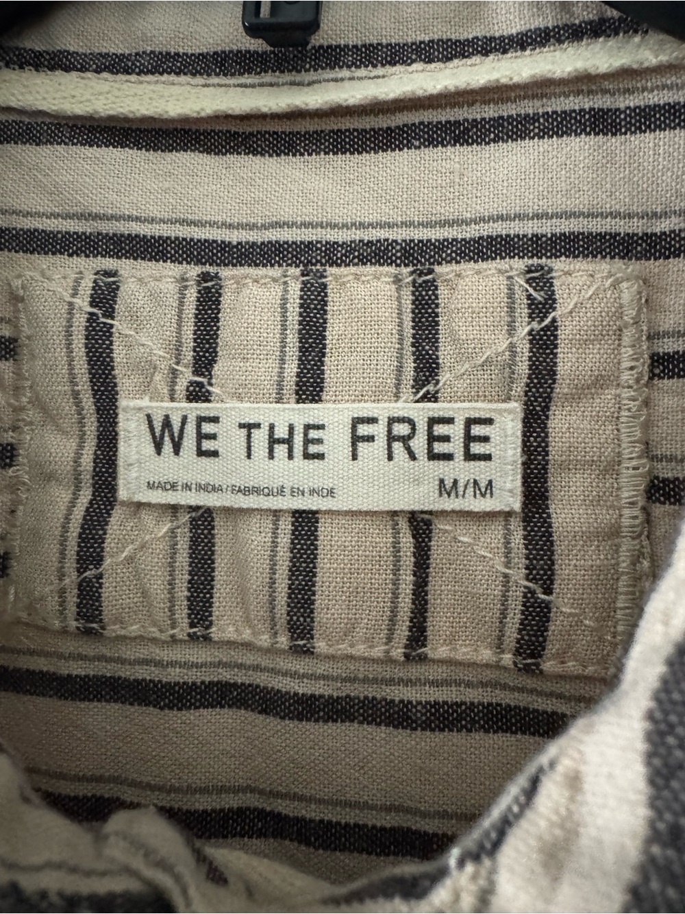 We the Free Christopher
Blouse Tan Black Stripes Buttondown Short Sleeve  SZ M - Picture 9 of 11
